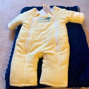 Yellow magic suit. #blanket #swaddle #transitionfromswaddle #baby